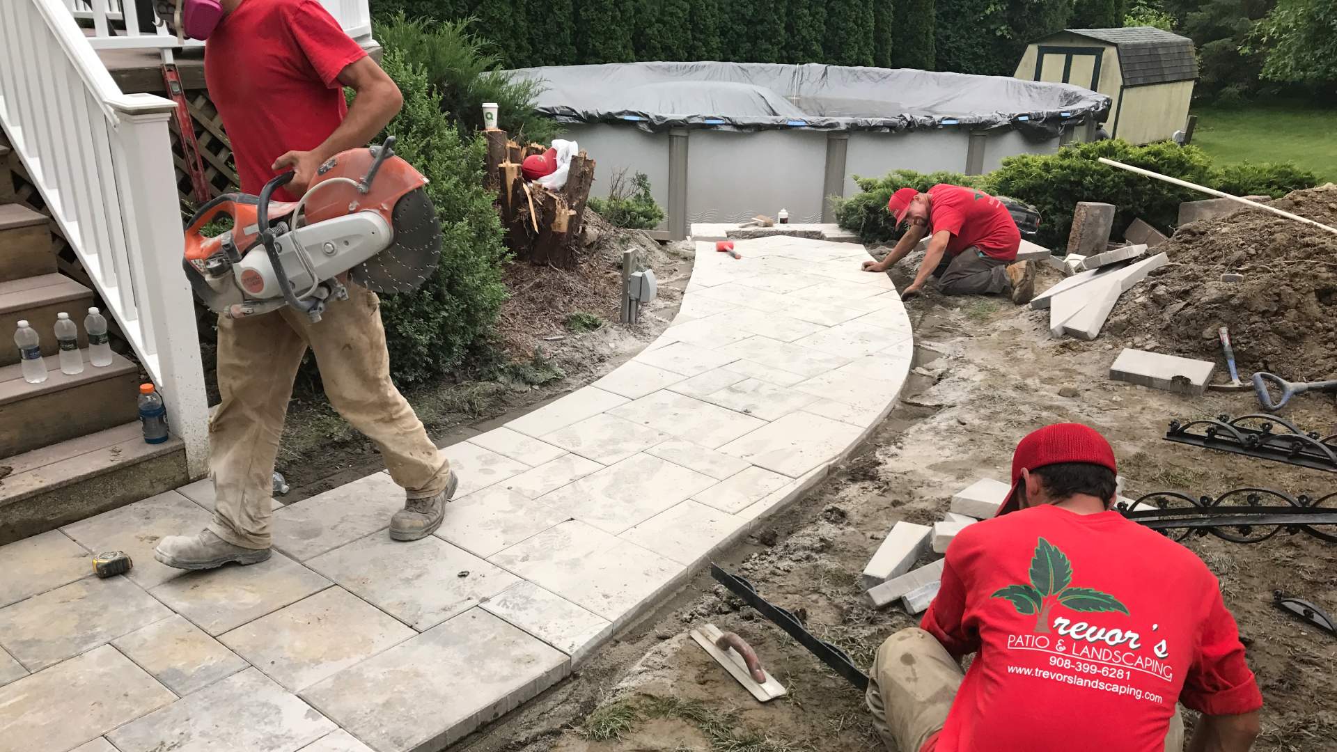 Professionals from Trevor's working on a project installation in Califon, NJ.