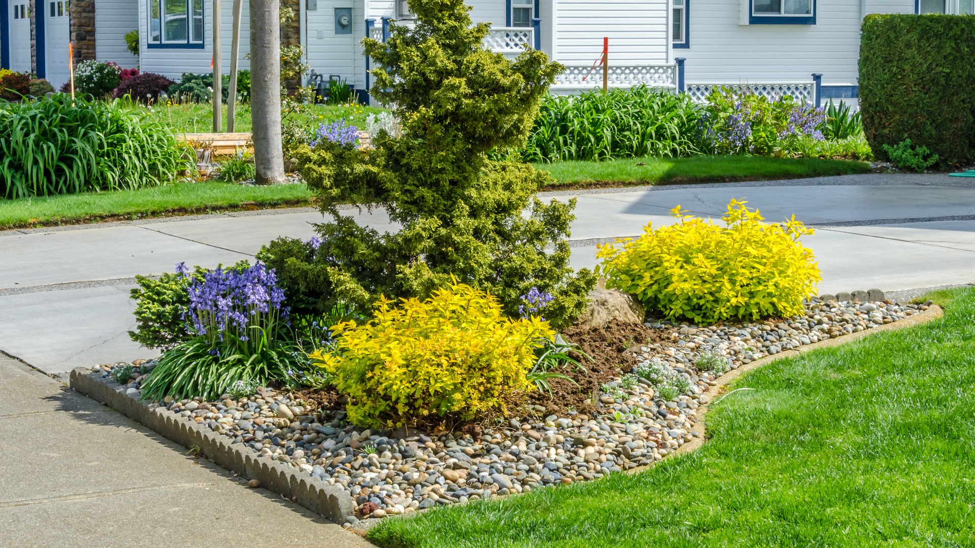 A vibrant, newly installed landscape bed in front of our client's home in Washington, NJ.