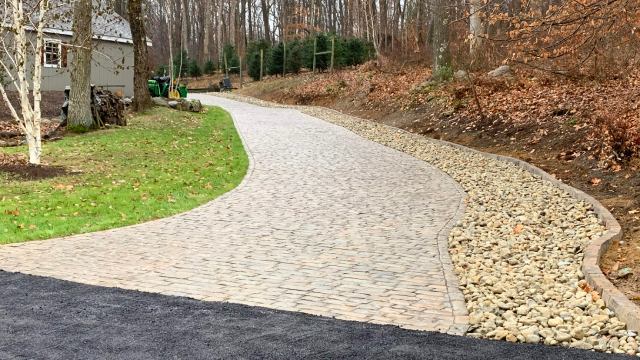 Custom stone driveway installed for clients in Easton, PA.