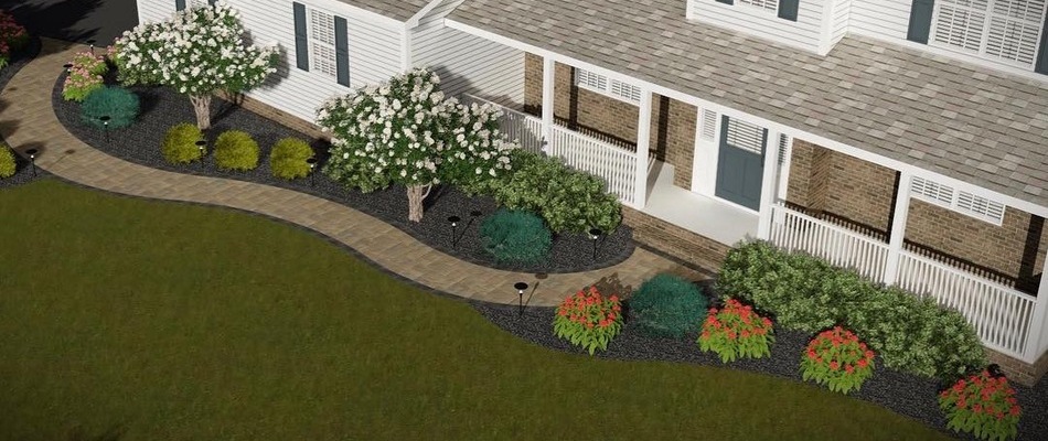 A 3D design rendering created by our landscape specialists for a client in Easton, PA. 