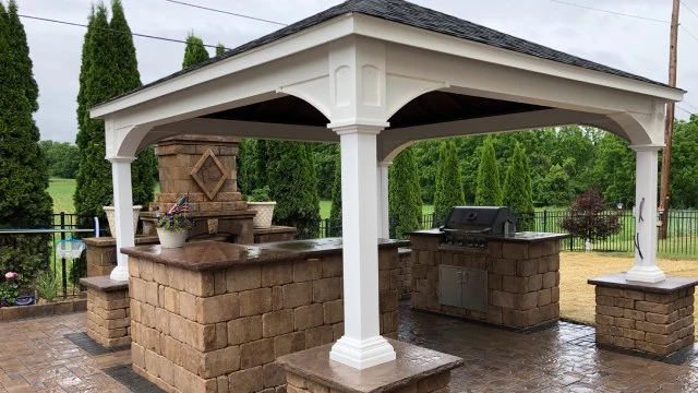 Pavilion installed for outdoor kitchen in Easton, PA.