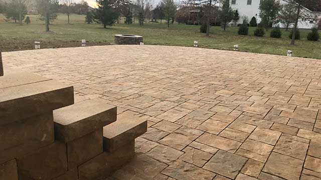 Custom patio with steps at a home in Clifton, NJ.